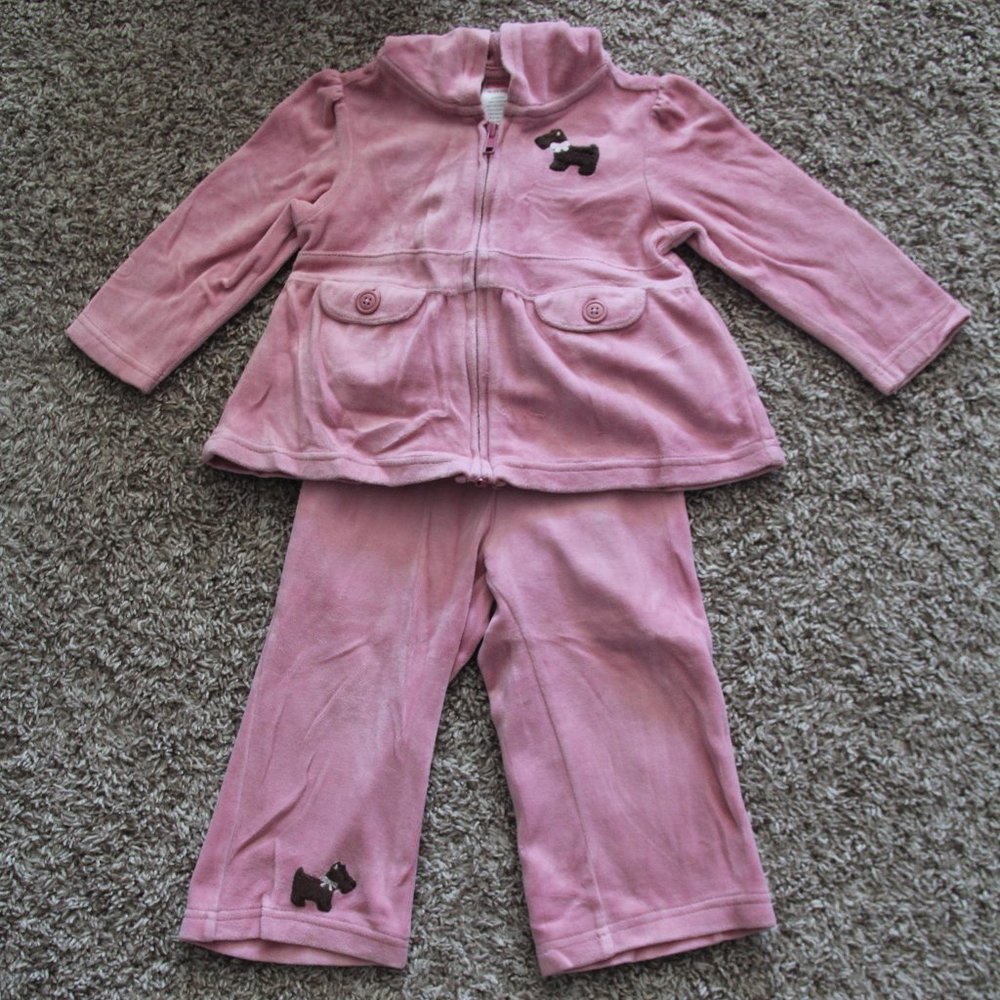 Gymboree Girls (2 Piece) 18-24 Months Pink Scottie Dog Lounging Set - Used